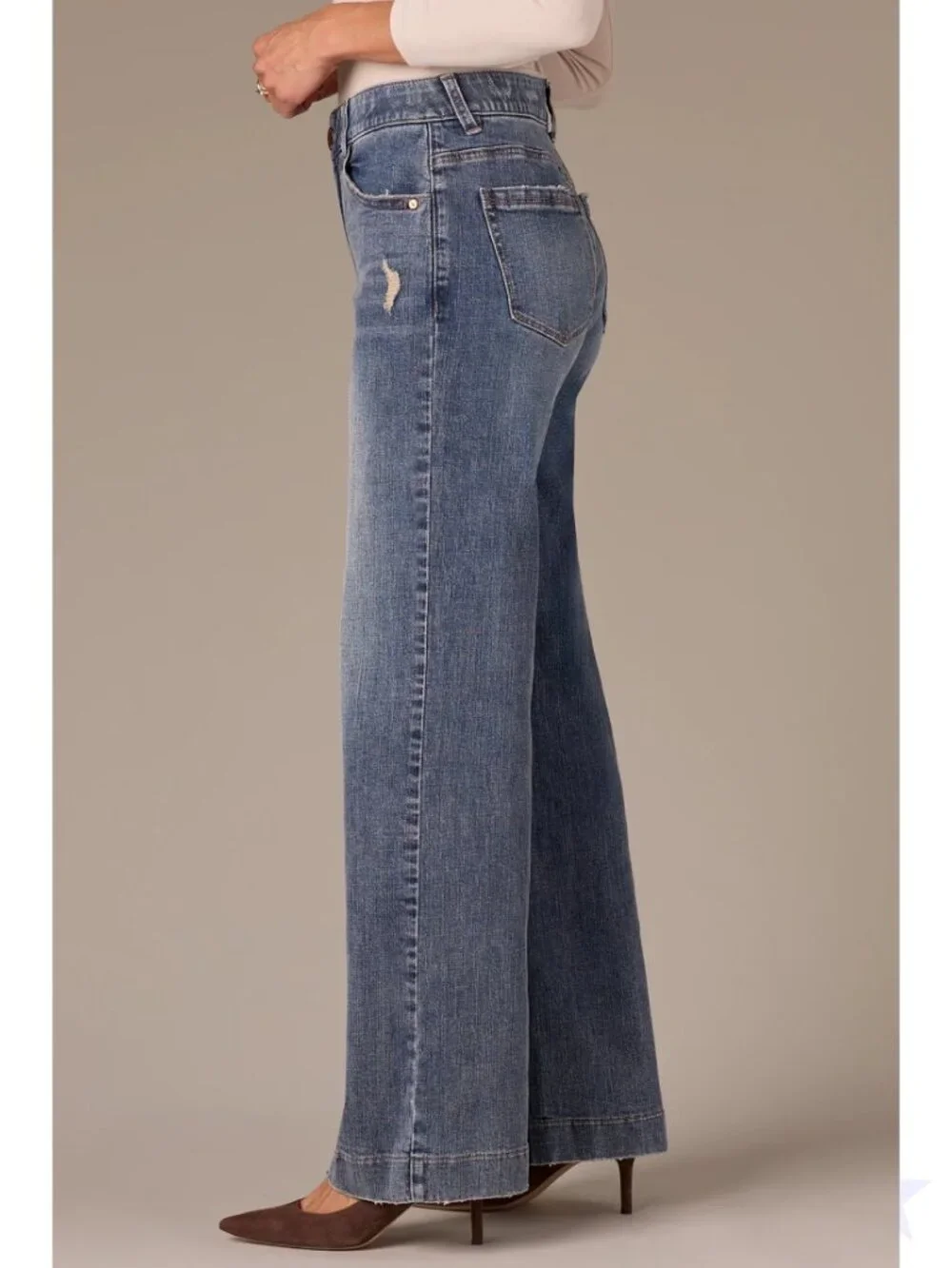 Wit  & Wisdom Sam High Rise Wide Leg Jeans Blue Flawless Fit Stretch Size 14 NWO